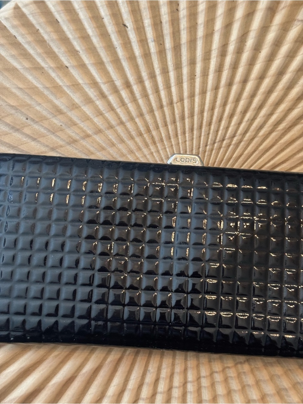 Lodis Black Patent Leather Clutch Wallet - Picture 4 of 8